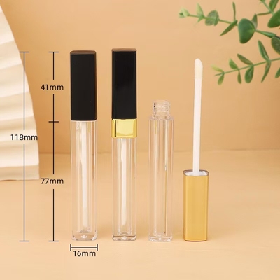 Schlanke Quadratliche Lippenglasur Tube benutzerdefinierte Farbe für einwandfreie Kosmetik