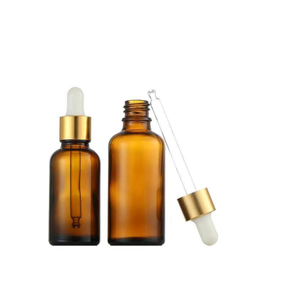 Hot Sale Leere Glas-Ölflasche und Tropffflasche mit Aluminium-Gold-/Silber-Rumpf