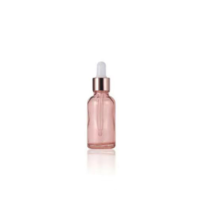 Großhandel rosa Glas Essential Flasche mit goldenen Aluminium Tropfkappe