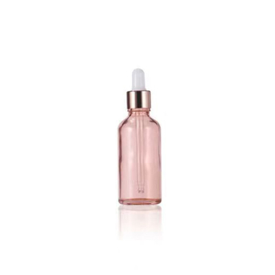 Großhandel rosa Glas Essential Flasche mit goldenen Aluminium Tropfkappe