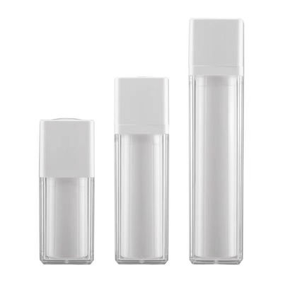 Kundenspezifische quadratische Airless-Pumpflasche aus Kunststoff für Lotion und Creme in den Größen 15 ml, 30 ml und 50 ml