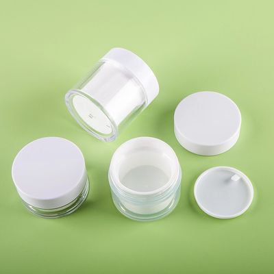 15g 30g 50g AS Plastic Double Layer Round Cream Jar for Cosmetic Packaging with Silk Screen Printing