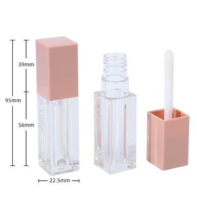 Quadratische Form 7ml Anpassbare Farbe Lippenstift Glanz Tube Leerer Lippenstift Glanz Behälter für Flüssigen Lippenstift