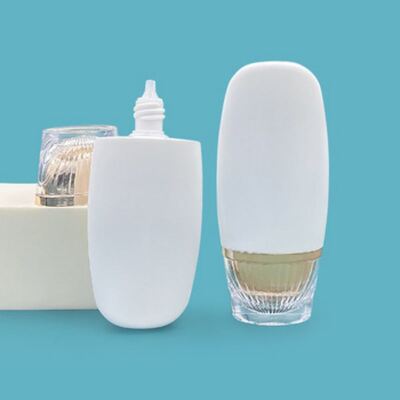 50 ml oval geformte Luxus Gold Sonnencreme Flasche - High-End Kosmetik Plastikflasche für die Hautpflege