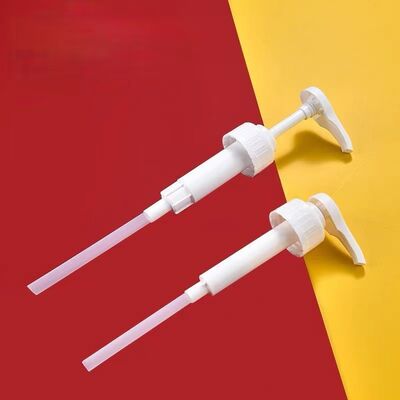 Großhandel mit Sirupspenderpumpen aus PP-Kunststoff in Lebensmittelqualität und großer Dosierung von 8 cm³, 10 cm³ und 30 cm³ in den Größen 28 mm, 33 mm und 38 mm