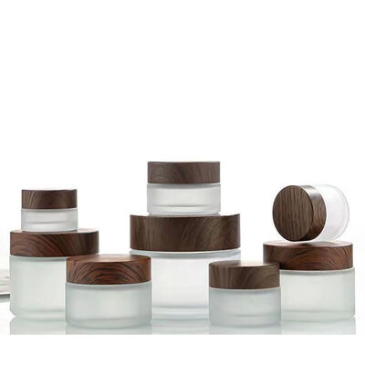 5g 10g 15g 30g 50g Leere Glaskrem-Glasflaschen Kosmetik Natürliche Holzbehälter für Augencreme Gesichtsmaske