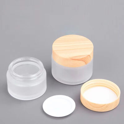 5g 10g 15g 30g 50g Leere Glaskrem-Glasflaschen Kosmetik Natürliche Holzbehälter für Augencreme Gesichtsmaske