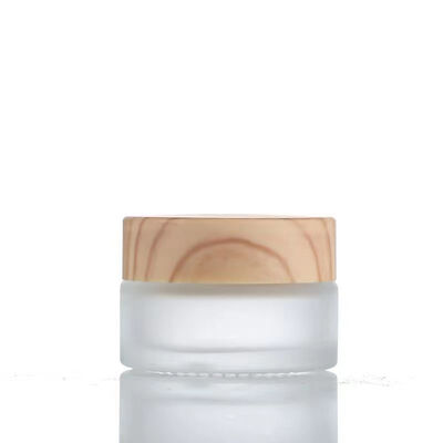 5g 10g 15g 30g 50g Leere Glaskrem-Glasflaschen Kosmetik Natürliche Holzbehälter für Augencreme Gesichtsmaske
