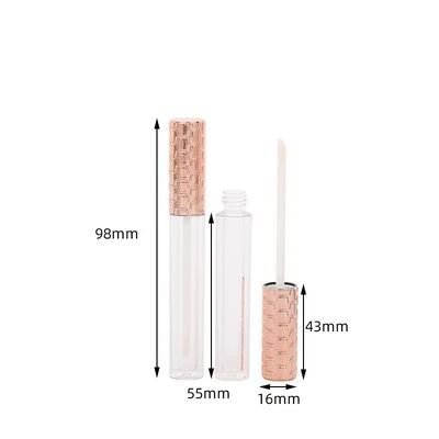 Großhandel 4,5 ml Kunststoff-Lipgloss-Rohr mit goldener Kappe und weißem Pinsel für leeren Kosmetikbehälter